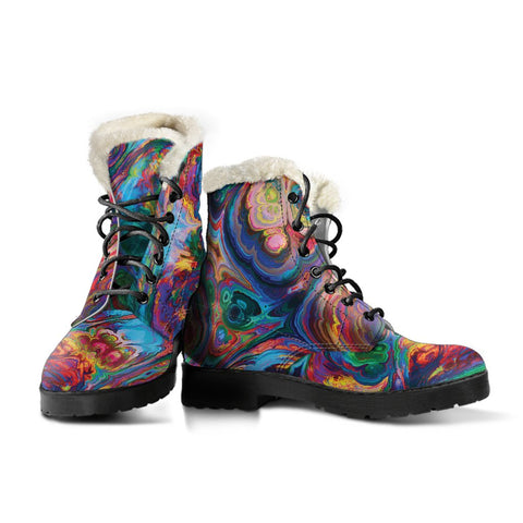 Image of Colorful Abstract Paint Custom Boots,Chic boots,Spiritual Classic Boot,Rain Boots,Hippie,Combat Style Boots,Emo Punk Boots,Goth Winter Boots