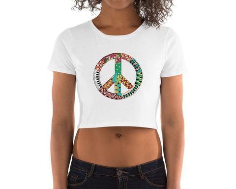 Image of Colorful Abstract Piano Peace Sign Women’S Crop Tee, Fashion Style Cute crop