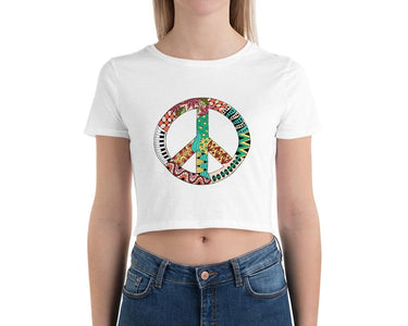 Colorful Abstract Piano Peace Sign Women’S Crop Tee, Fashion Style Cute crop