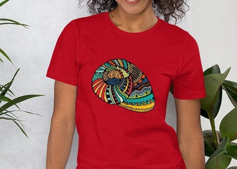 Image of Colorful Abstract Seashell Unisex T,Shirt, Mens, Womens, Short Sleeve Shirt,
