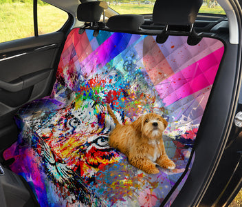 Colorful Abstract Tiger Design , Vibrant Car Back Seat Pet Covers, Backseat
