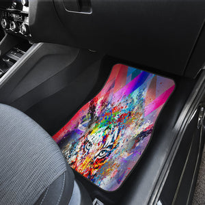 Colorful Abstract Tiger Car Mats Back/Front, Floor Mats Set, Car Accessories