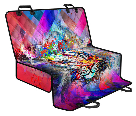 Image of Colorful Abstract Tiger Design , Vibrant Car Back Seat Pet Covers, Backseat