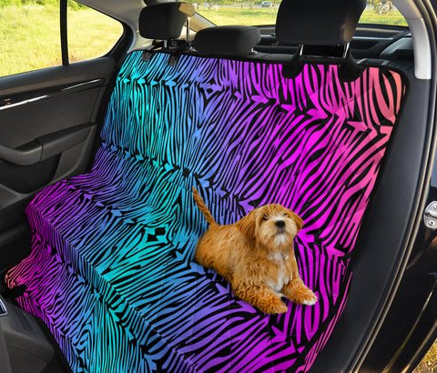 Image of Colorful Abstract Zebra Pattern - Vibrant Car Back Seat Pet Covers, Backseat Protector, Unique Car Accessories