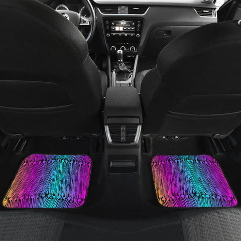 Image of Colorful Abstract Zebra pattern Car Mats Back/Front, Floor Mats Set, Car