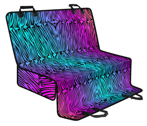 Image of Colorful Abstract Zebra Pattern - Vibrant Car Back Seat Pet Covers, Backseat Protector, Unique Car Accessories