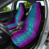Zebra Pattern Car Seat Covers, Colorful Abstract Front Seat Protectors Pair,
