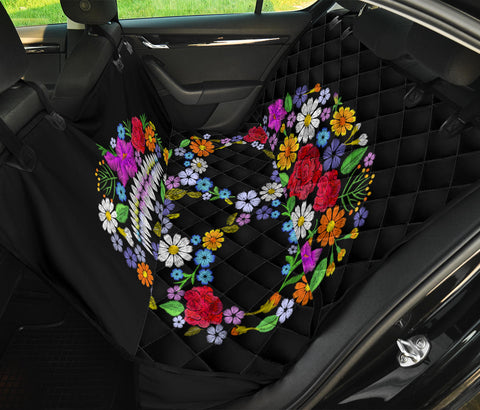 Image of Colorful Abstract Floral Skull , Vibrant Car Back Seat Pet Covers, Backseat