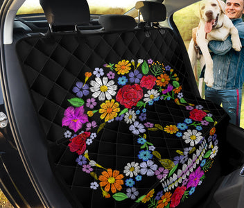 Colorful Abstract Floral Skull , Vibrant Car Back Seat Pet Covers, Backseat