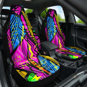 Abstract Geometric Pattern Car Seat Covers, Colorful Front Seat Protectors Pair,