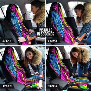 Abstract Geometric Pattern Car Seat Covers, Colorful Front Seat Protectors Pair,