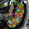 Animal Print Abstract Art Car Seat Covers, Colorful Front Seat Protectors Pair,