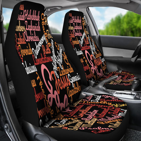 Image of Colorful Bible Books Car Seat Covers,Car Seat Covers Pair,Car Seat Protector,Front Seat Covers,Seat Cover for Car, 2 Front Car Seat Covers