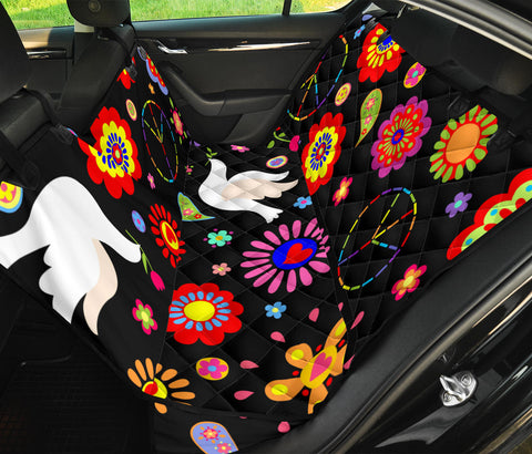 Image of Colorful Birds & Floral Flowers Design , Vibrant Car Back Seat Pet Covers,