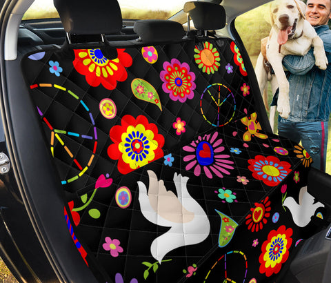 Image of Colorful Birds & Floral Flowers Design , Vibrant Car Back Seat Pet Covers,