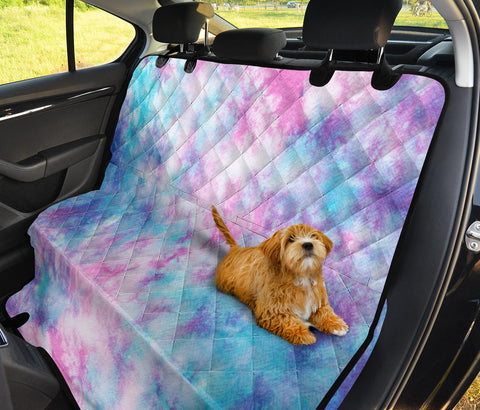 Image of Cotton Candy Tie Dye Abstract Art in Blue & Pink , Vibrant Car Back Seat Pet