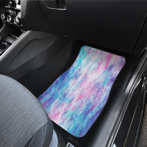 Image of Colorful Blue Pink Cotton Candy Abstract Art Tie Dye Print Car Mats Back/Front,