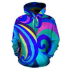 Colorful Blue Swirl Hippie Hoodie,Custom Hoodie, Bright Colorful, Fashion Wear,Fashion Clothes,Handmade Hoodie,Floral,Pullover Hoodie