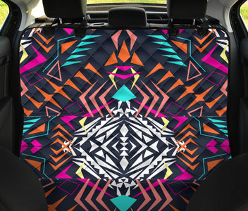 Colorful Boho Chic Bohemian Aztec Streaks , Vibrant Car Back Seat Pet Covers,