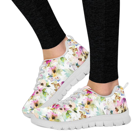 Image of Colorful Bright Flower Womens Athletic Sneakers,Kicks Sports Wear, Colorful,Artist Shoes,Running Womens, Custom Shoes, Casual Shoes