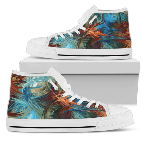 Image of Colorful Brush Stroke High Tops Sneaker, Spiritual, High Quality,Handmade Crafted,Hippie,Multi Colored,Canvas Shoes,High Quality,Boho