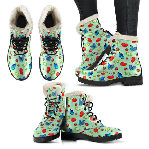 Image of Colorful Butterfly Garden Ankle Boots,Custom Boots,Boho Chic boots,Spiritual,Comfortable Boots,Womens Boots,Combat Boots Lolita Combat Boots