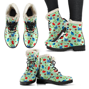 Colorful Butterfly Garden Ankle Boots,Custom Boots,Boho Chic boots,Spiritual,Comfortable Boots,Womens Boots,Combat Boots Lolita Combat Boots