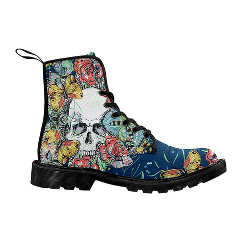 Image of Colorful Butterfly Skull Womens Boot, Combat Style Boots, Rain Boots,Hippie,Combat Style Boots