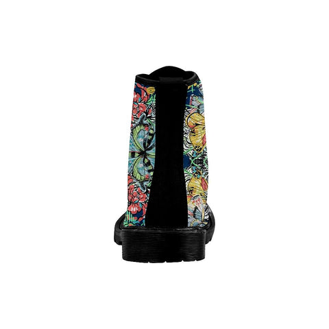 Image of Colorful Butterfly Skull Womens Boot, Combat Style Boots, Rain Boots,Hippie,Combat Style Boots