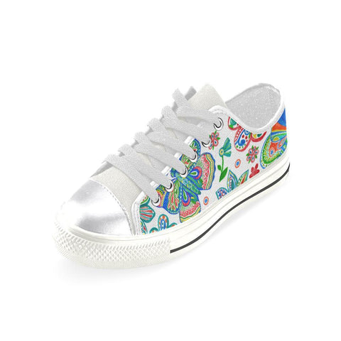 Image of Colorful Butterfly Womens Low Top Sneakers, Multi Colored, Hippie, High Quality,Handmade Crafted