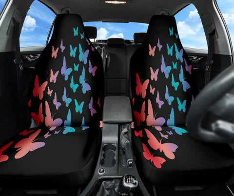 Image of Butterfly Gradient Art Car Seat Covers, Colorful Front Seat Protectors Pair,