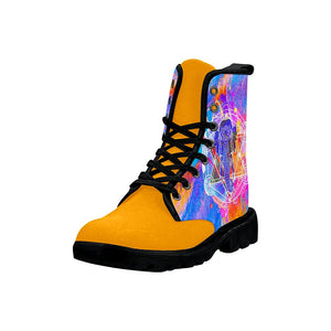 Colorful Chakra Elephant Womens Boots, Custom Boots,Boho Chic Boots,Spiritual Combat Style Boots