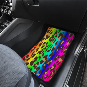 Colorful Cheetah Leopard Animal Print Car Mats Back/Front, Floor Mats Set, Car