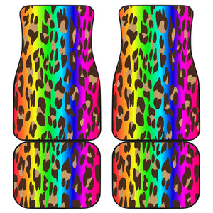 Colorful Cheetah Leopard Animal Print Car Mats Back/Front, Floor Mats Set, Car