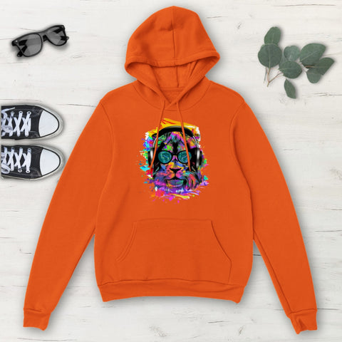 Image of Colorful Cool Hipster Lion Multicolored Classic Unisex Pullover Hoodie, Mens,