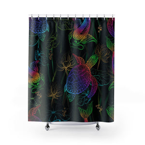 Colorful Coy Fish Turtle Rainbow Multicolored Shower Curtains, Water Proof Bath