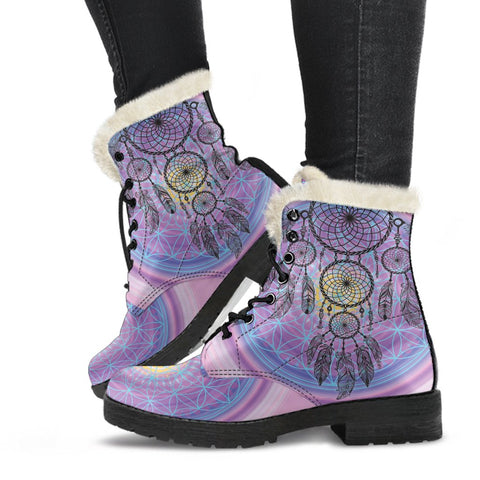 Image of Colorful Dreamcatcher Custom Boots,Boho Chic boots,Spiritual Combat Style Boots, Lolita Combat Boots,Hand Crafted,Multi Colored,Streetwear