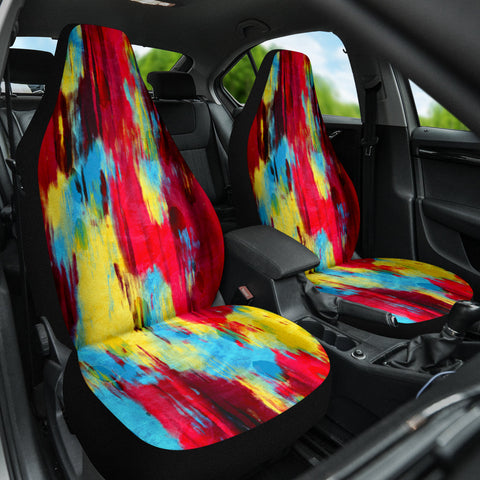 Image of Colorful Splatter Abstract Art Car Seat Covers, Front Seat Protectors, Modern