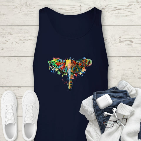 Image of Colorful Elephant Abstract Multicolored Premium Unisex Tank Top, Graphic Tank,