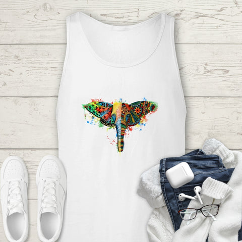 Image of Colorful Elephant Abstract Multicolored Premium Unisex Tank Top, Graphic Tank,