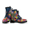 Women's Colorful Elephant Mandala Floral Vegan Leather Boots , Handcrafted,