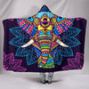 Colorful Elephant Mandala Colorful Throw,Vibrant Pattern Hooded blanket,Blanket with Hood,Soft Blanket,Hippie Hooded Blanket,Sherpa Blanket