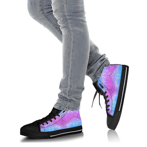 Image of Colorful Ethnic Pattern Spiritual, Streetwear, Canvas Shoes,High Quality, High Tops Sneaker, High Quality,Handmade Crafted