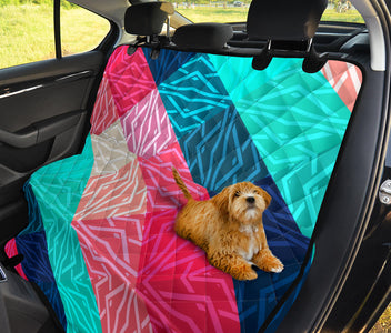 Colorful Ethnic Square Pattern , Vibrant Car Back Seat Pet Covers, Abstract Art