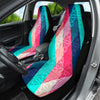 Ethnic Square Pattern Car Seat Covers, Colorful Front Seat Protectors Pair, Auto