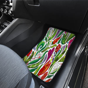 Colorful Ethnic floral doodle Car Mats Back/Front, Floor Mats Set, Car Accessories