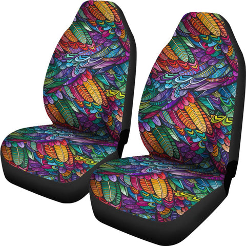 Image of Colorful Feather Car Seat Covers,Car Seat Covers Pair,Car Seat Protector,Front Seat Covers,Seat Cover for Car, 2 Front Car Seat Covers