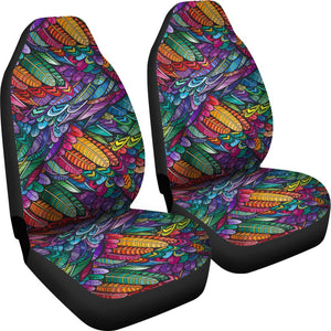 Colorful Feather Car Seat Covers,Car Seat Covers Pair,Car Seat Protector,Front Seat Covers,Seat Cover for Car, 2 Front Car Seat Covers