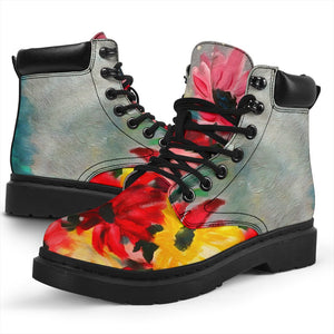 Colorful Floral All Season Boots,Vegan ,Casual WearLeather,Rain Boots,Leather Boots Women,Women Girl Gift,Handmade Boots,Streetwear