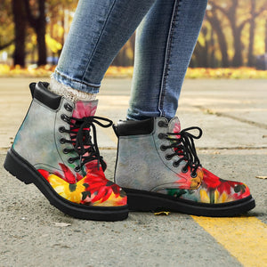 Colorful Floral All Season Boots,Vegan ,Casual WearLeather,Rain Boots,Leather Boots Women,Women Girl Gift,Handmade Boots,Streetwear